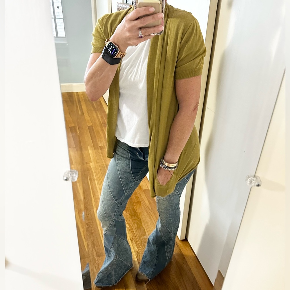 J. Crew Open Front Cotton Short Sleeve Cardigan